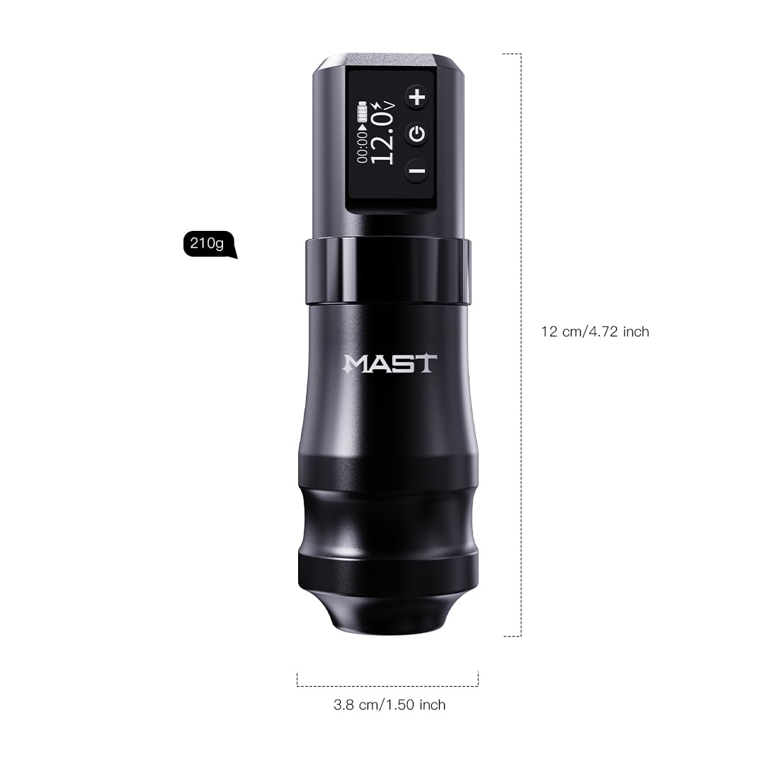 Mast Mini Wireless Pro Tattoo Pen Machine - 3.6mm Stroke Length, Coreless Motor, Fast Charging Battery - Professional Tattoo Kit for Artists (Grey) | Perfect for Tattoo Shops, Home Studios & Professional Tattoo Artists