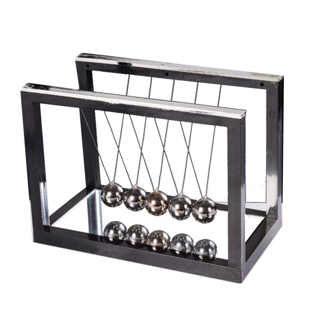 Newton Pendulum Ball Set - Wooden Base with 5 Stainless Steel Balls - Physics Science Desk Toy & Home Office Decor - Perfect Birthday Gift for Kids & Adults - Stress Relief & Educational Fun