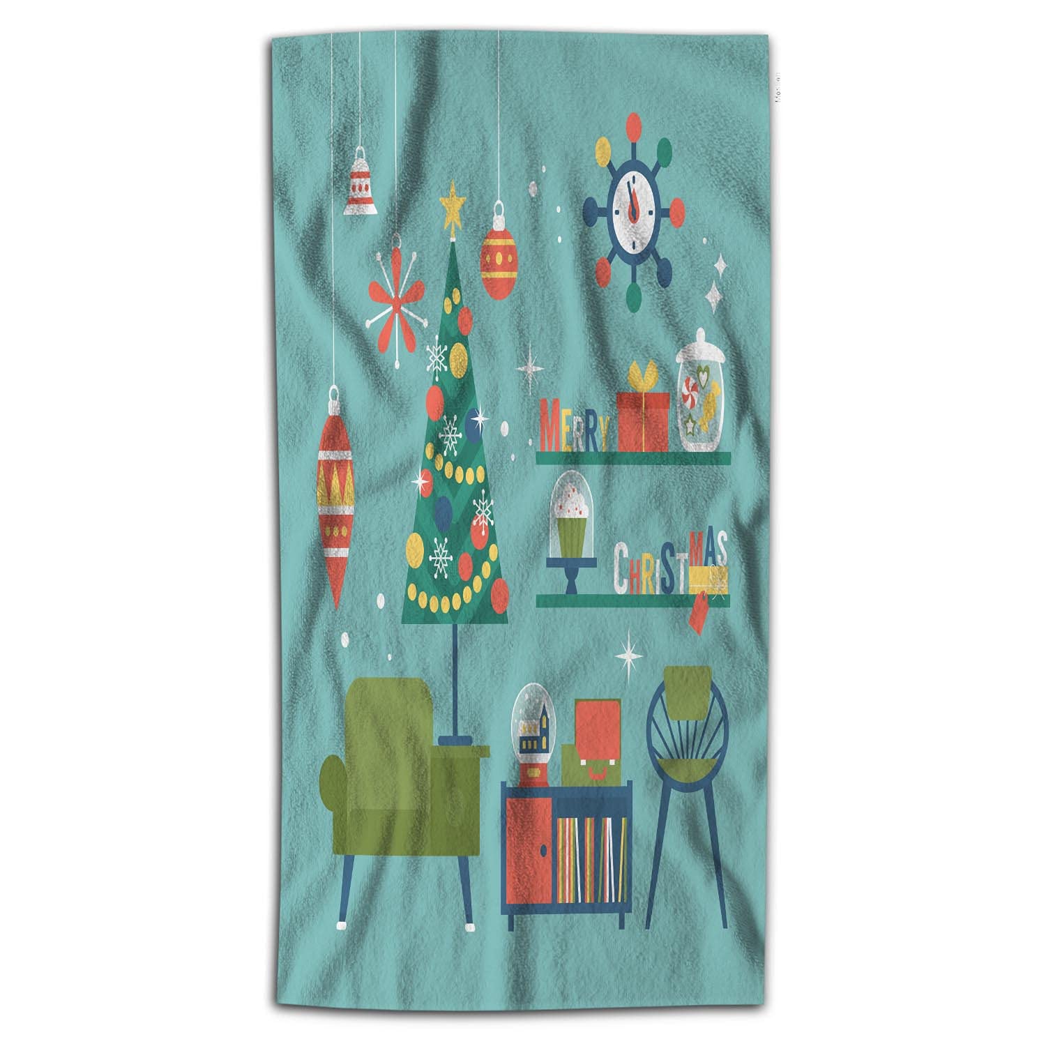 WONDERTIFY Mid Century Modern Christmas Hand Towels - 15x30 Inches Bathroom & Kitchen Towels, Soft Absorbent Face & Hand Washcloths - Perfect for Holiday Decor, Gifts, and Everyday Use