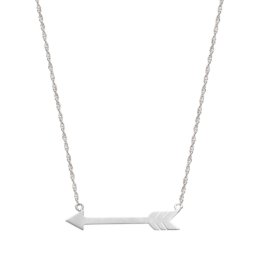 10K White Gold Fancy Arrow Necklace for Women - Elegant Dainty Jewelry Gift for Her - Perfect for Anniversary, Birthday & Everyday Wear