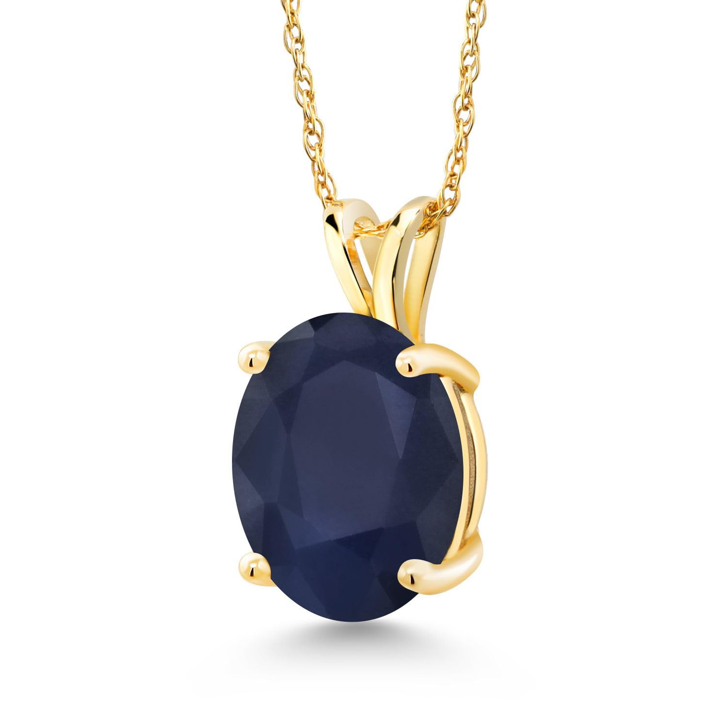 14K Yellow Gold Oval Birthstone Pendant Necklace for Women - 11x9mm Oval Gemstone with 18