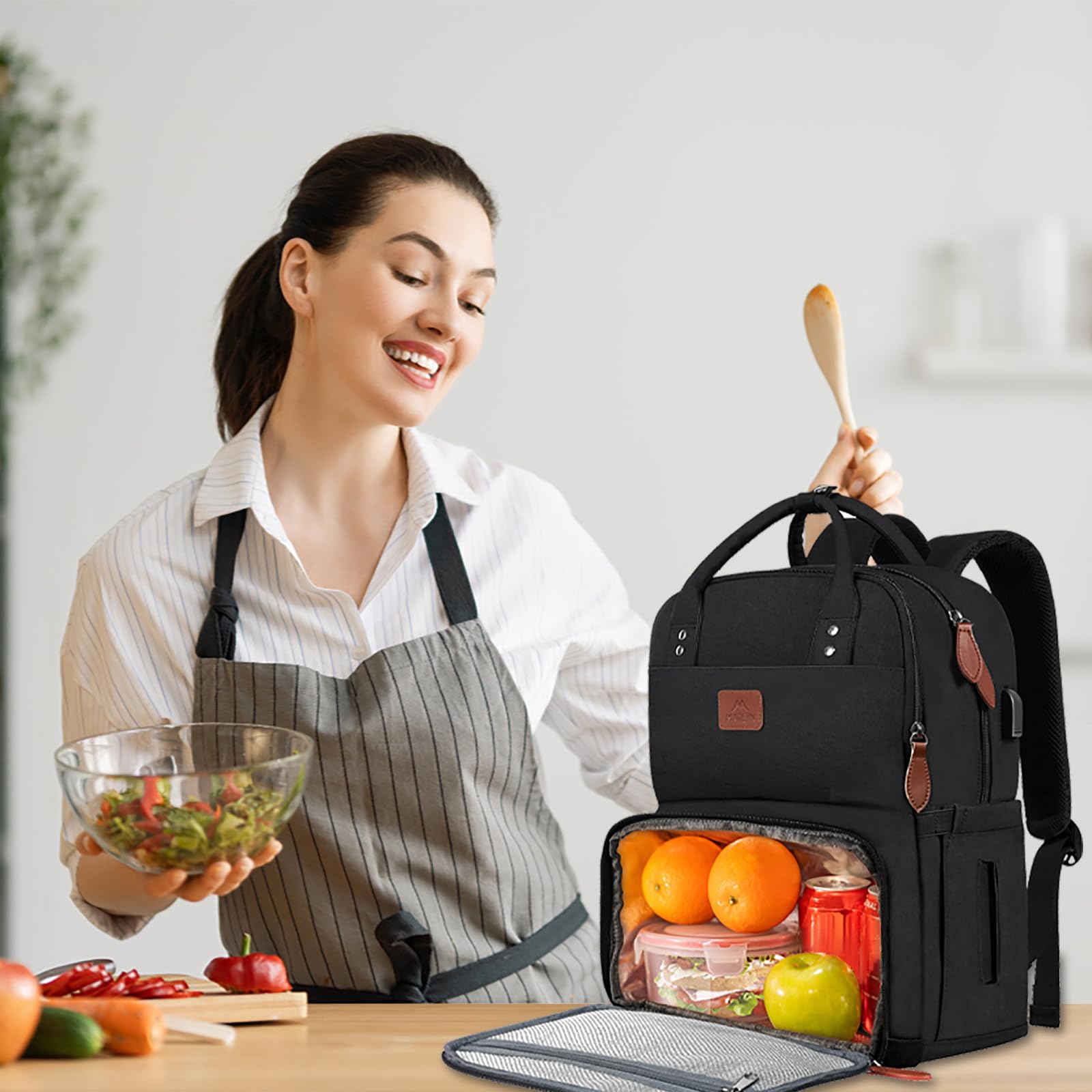 MATEIN 17 Inch Insulated Lunch Backpack - Extra Large Water Resistant Cooler Bag with USB Charging Port | Perfect for College, Work, Picnics & Beach Outings | Keep Food Fresh & Devices Charged On-The-Go