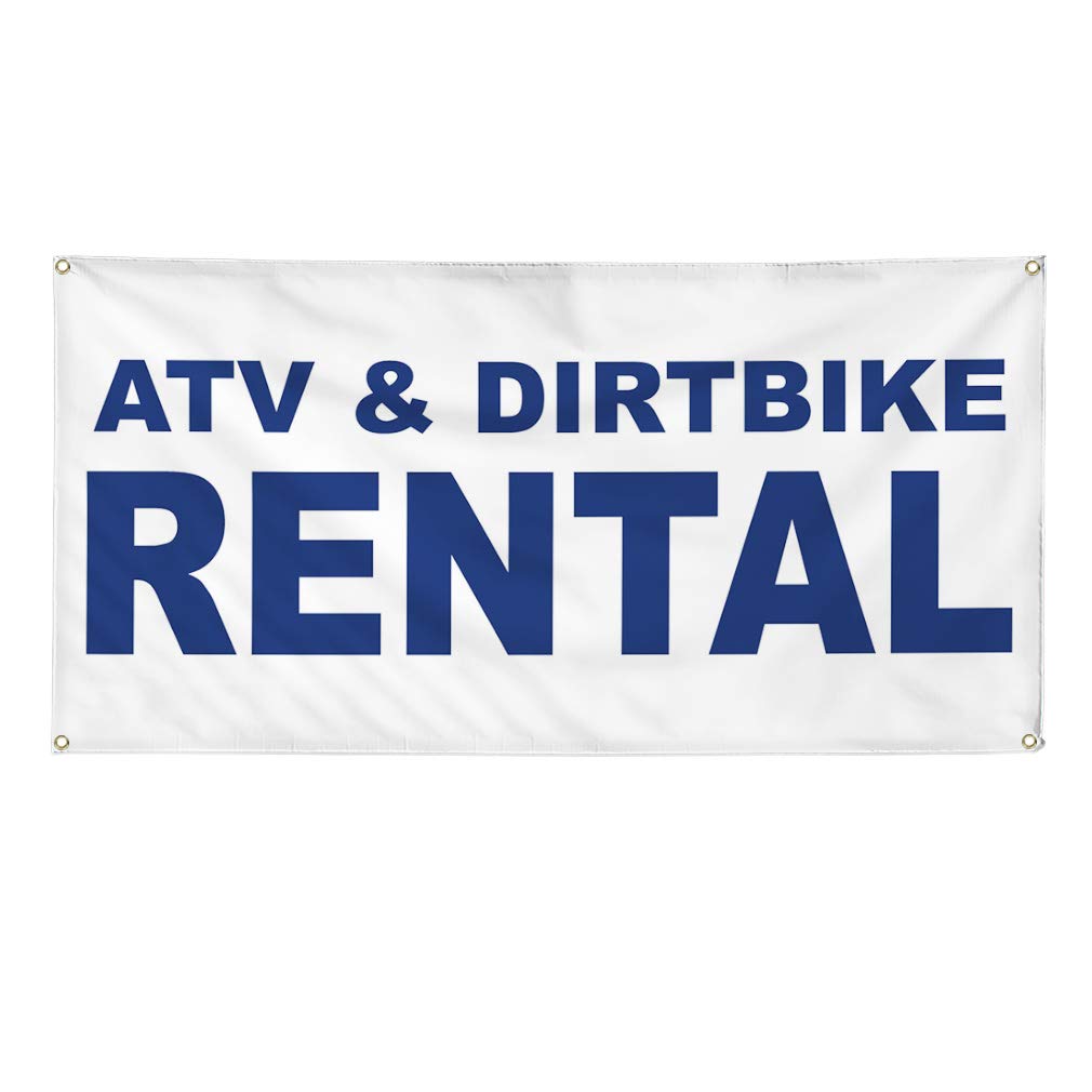 Vinyl Banner - Multiple Sizes (48x96 Inches) - Weatherproof Outdoor Sign for ATV & Dirt Bike Rental Business - Heavy-Duty Industrial Yard Sign with 8 Grommets - Perfect for Outdoor Events, Construction Sites, and Business Advertising