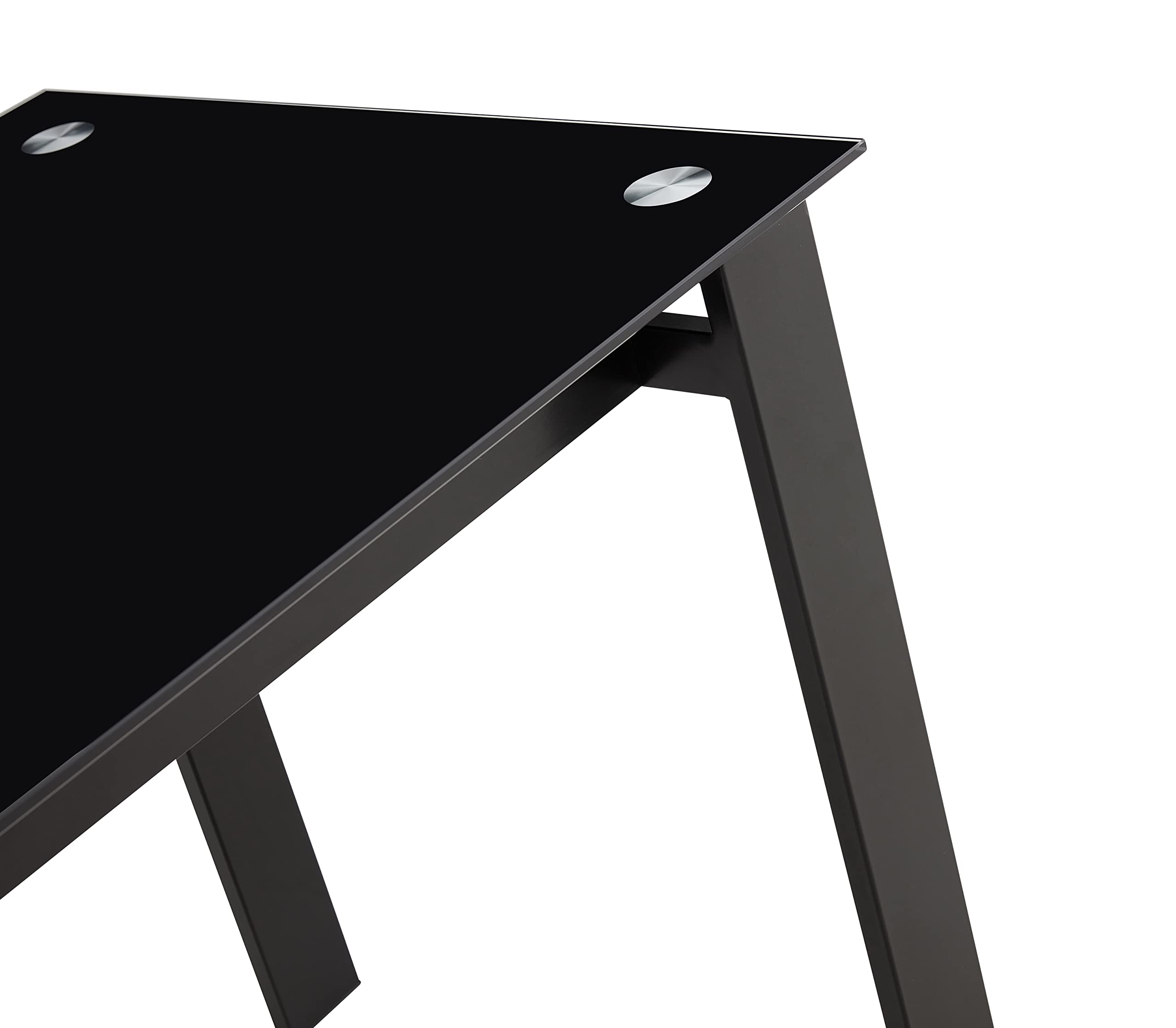 IANIYA 5-Piece Tempered Glass Dining Table Set - Transparent Table & Black Chairs, Modern Kitchen Room Furniture, 2023 New Black Set 5 for Small Spaces and Compact Homes