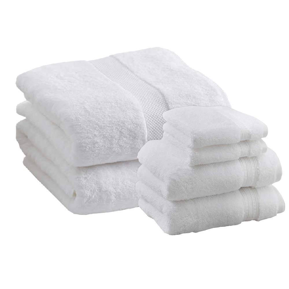 Charisma Hygro Cotton Towel Set - 6 Piece Luxury Bath Towel Set (2 Bath Sheets, 2 Hand Towels, 2 Washcloths) | Ultra Soft & Absorbent | Perfect for Spa, Bathroom & Guest Use | White