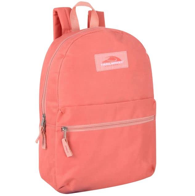 **Trail Maker Classic 17 Inch Hiking Backpack with Adjustable Padded Shoulder Straps - Lightweight & Durable for Outdoor Adventures, Travel & School (Coral)**    **Usage Scenarios:** Perfect for hiking, camping, school, travel, and everyday carry.