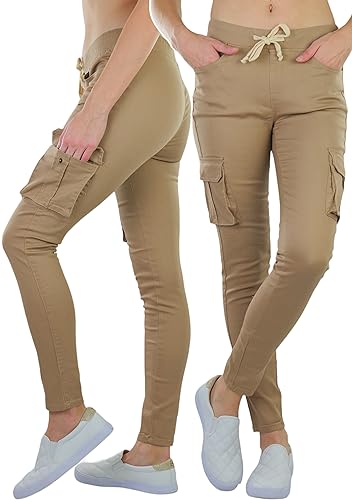 Twill Skinny Cargo Pants - Khaki