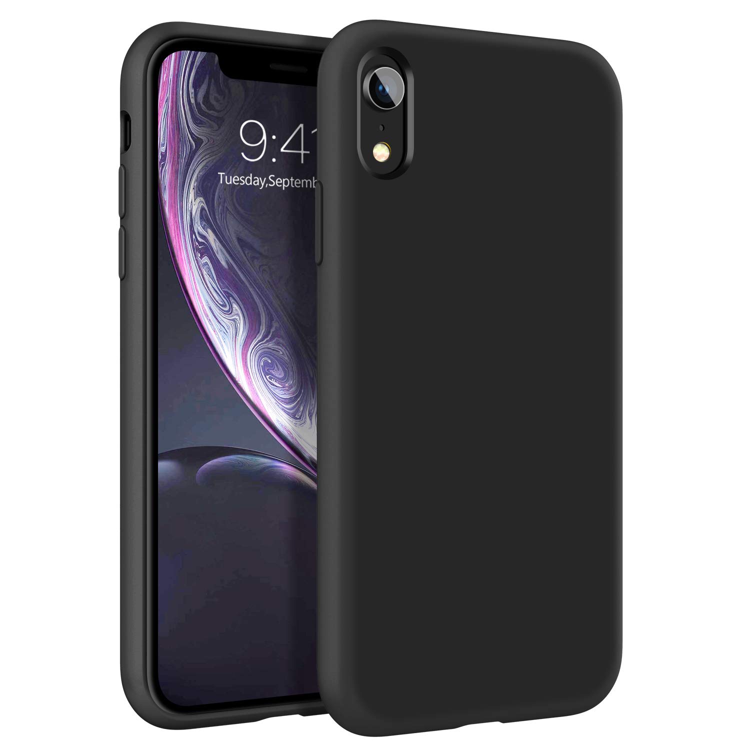Premium Liquid Silicone iPhone XR Case - Ultra Slim Shockproof Cover with Soft Gel Rubber & Microfiber Lining | Anti-Scratch Protective Phone Case for iPhone XR 6.1-inch (Black) | Perfect for Everyday Use, Travel & Outdoor Activities