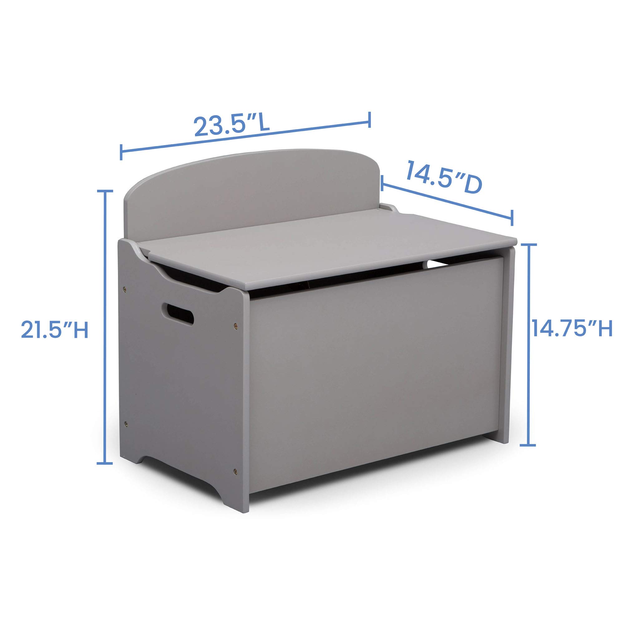 Delta Children MySize Chair Desk with Storage Bin & Deluxe Toy Box Set - Grey | Kids Study & Play Furniture for Bedroom, Nursery, or Playroom