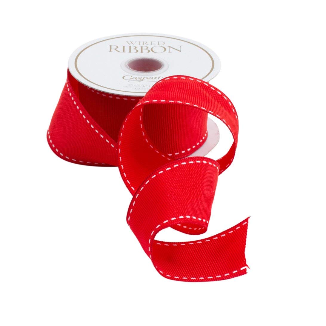 Premium Caspari Red Grosgrain Wired Ribbon - 27 Foot Spool for Gift Wrapping, Party Decorations & DIY Crafts