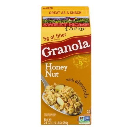Organic Granola Honey Nut with Almonds - Healthy Breakfast Cereal (Pack of 24) - Perfect for Office Snacks, Yoga Energy Bars & Family Breakfast