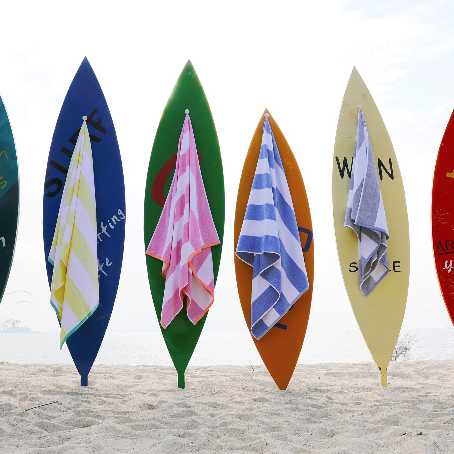 Premium Cotton Oversized Beach Towel 70x35 Inch - Quick Dry Striped Pool Towel for Swimming, Sunbathing & Cabana Use | Soft Chiffon Bath Towel for Beach, Vacation & Spa