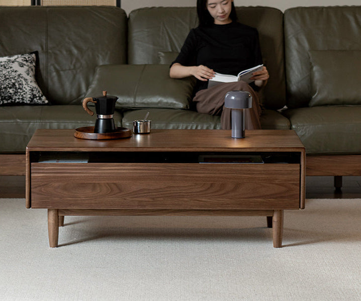Premium Black Walnut Solid Wood Coffee Table - Handcrafted Modern Living Room Centerpiece for Home Decor & Entertaining