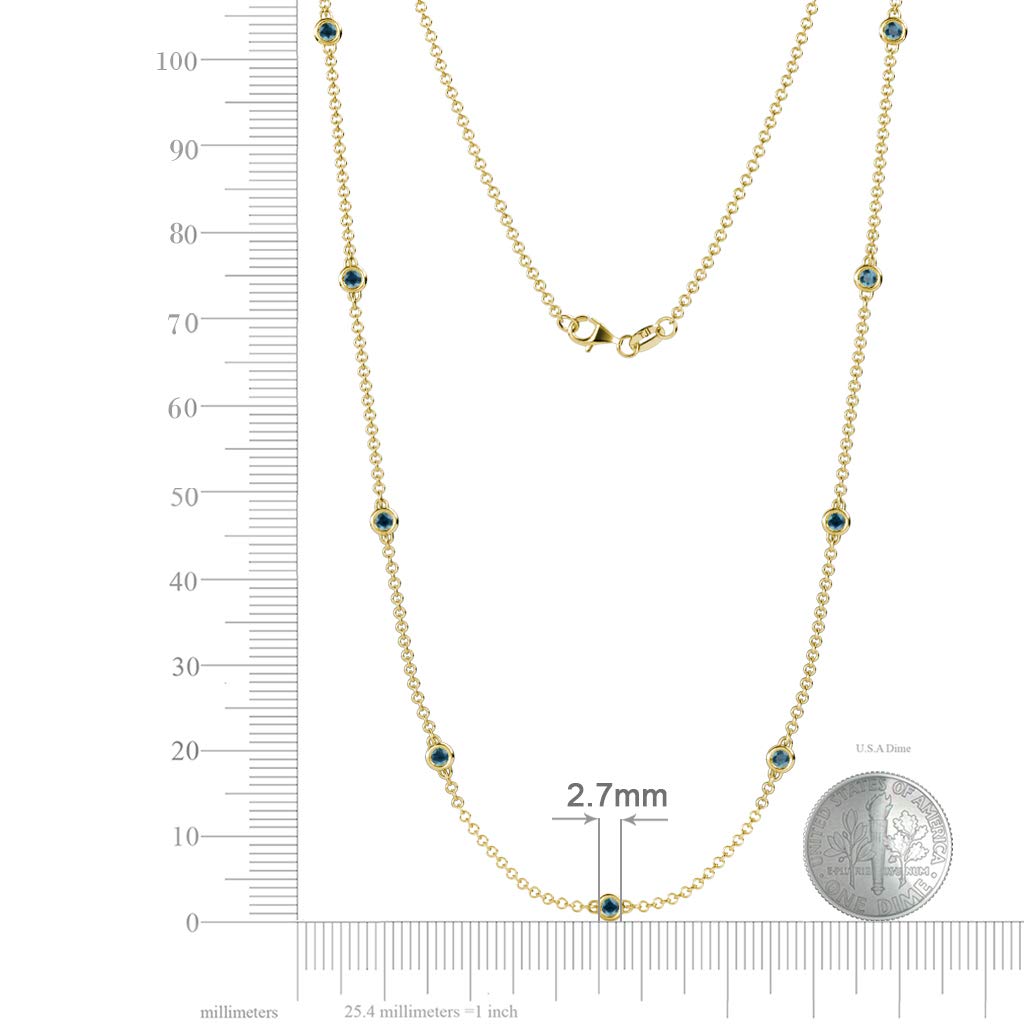London Blue Topaz 9-Station Necklace 0.70 Carat Total Weight in 14K Yellow Gold - Perfect for Weddings, Anniversaries & Special Occasions