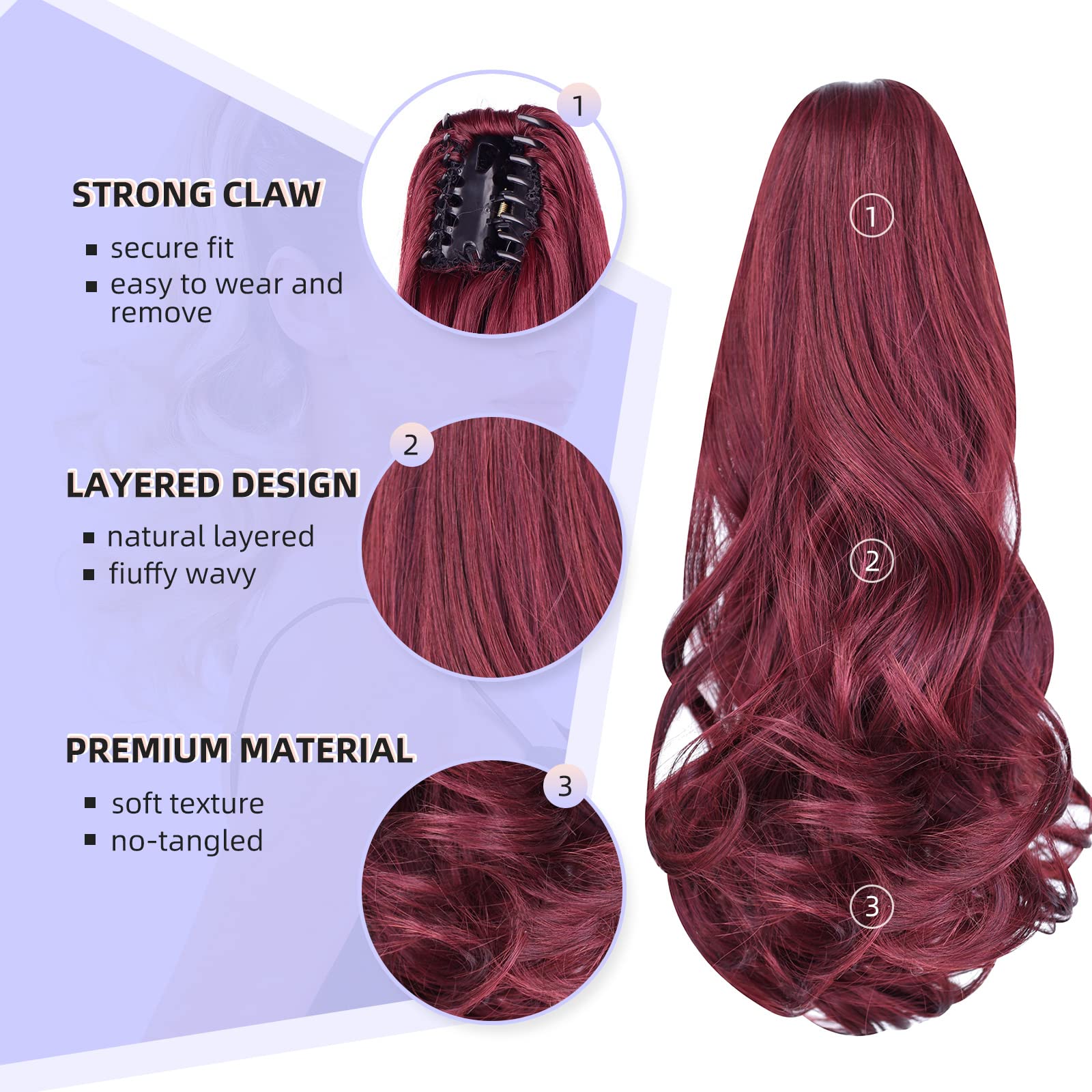 Natural Straight Ponytail Hair Extension with Claw Clip - Seamless Blonde Brown Black Hairpiece for Women - Perfect for Parties, Weddings & Everyday Styling