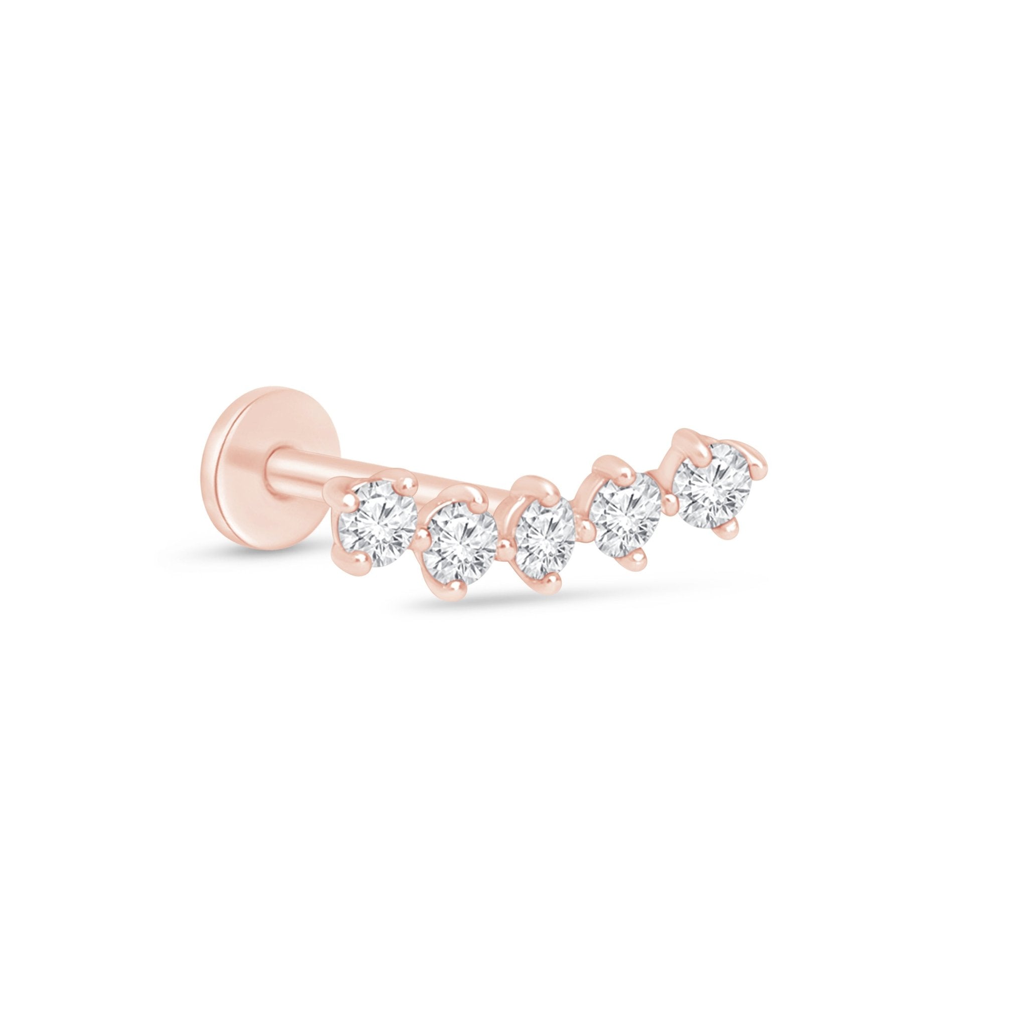 14K Rose Gold Diamond Constellation Ear Climber Flat Back Stud Earrings - Perfect for Parties, Weddings & Everyday Elegance