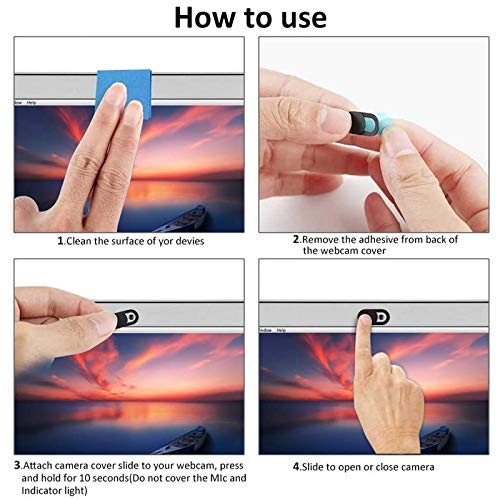 Carerina 12-Pack Ultra Thin Webcam Cover Slider for Laptop, PC, Computer - Black | Privacy Protection for Home Office, Online Meetings & Remote Work