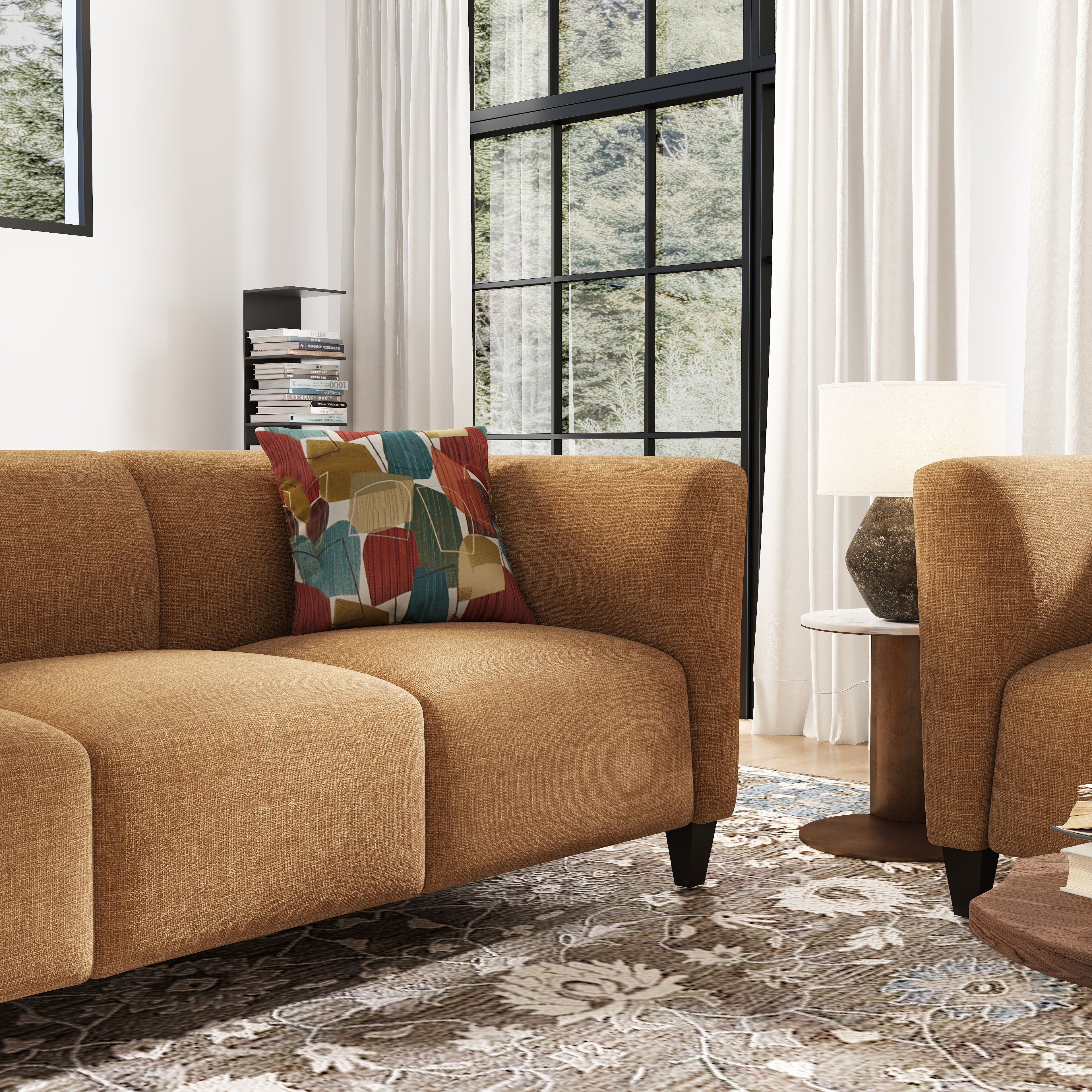 Roundhill Furniture Della Upholstered Sofa and Loveseat Set - Modern Living Room Furniture for Small Spaces | Perfect for Apartments, Condos & Cozy Homes