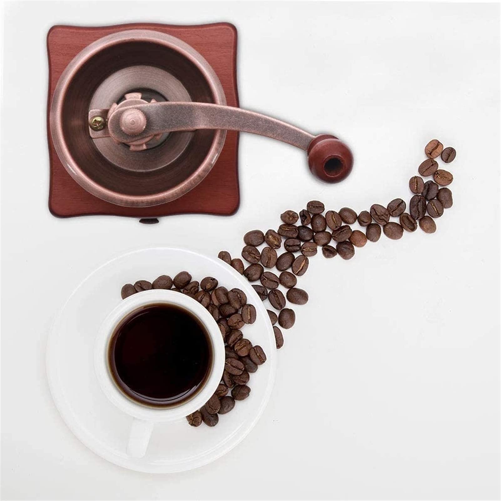 Vintage Manual Coffee Grinder - Hand Crank Wooden Coffee Bean Mill with Adjustable Coarseness, Perfect for Espresso, French Press & Pour Over - Great Gift for Coffee Lovers & Home Baristas