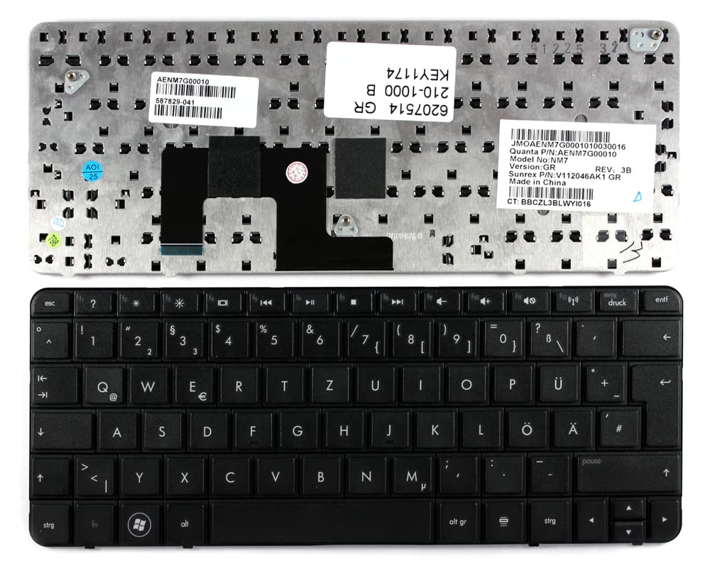 German Layout Black Replacement Laptop Keyboard for HP Mini 210-1018EG - Compatible with HP Mini 210 Series - Perfect for Typing, Coding & Office Work