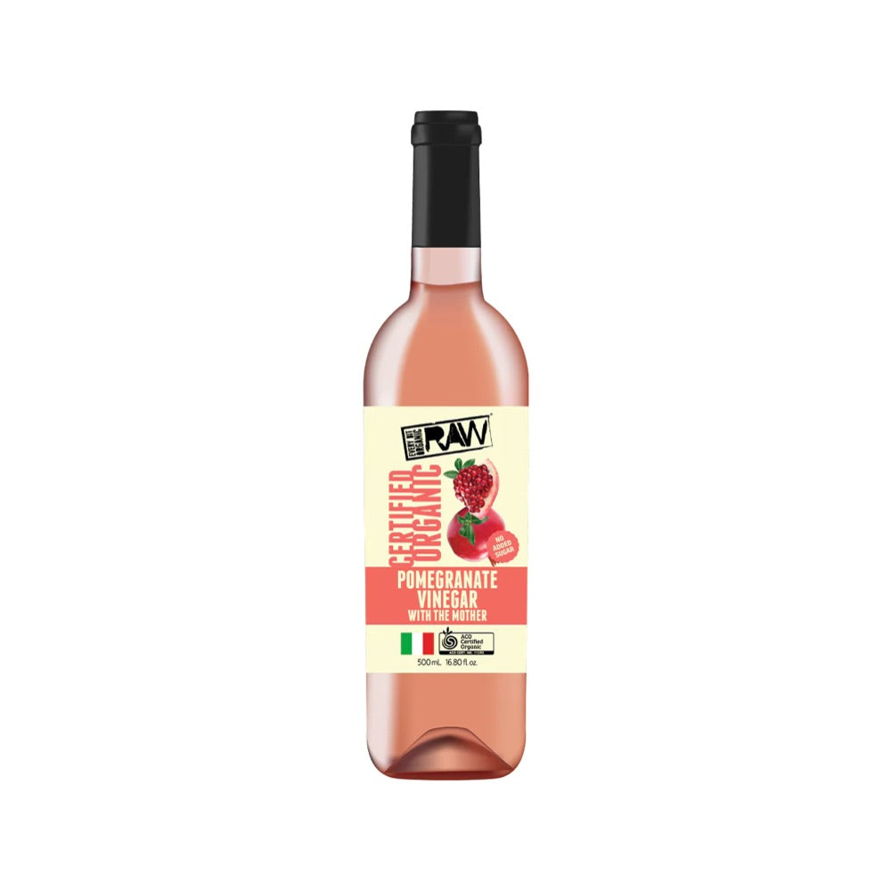 Organic Raw Pomegranate Vinegar with The Mother - 500ml | Unfiltered, Unpasteurized | Perfect for Salads, Detox Drinks & Healthy Cooking