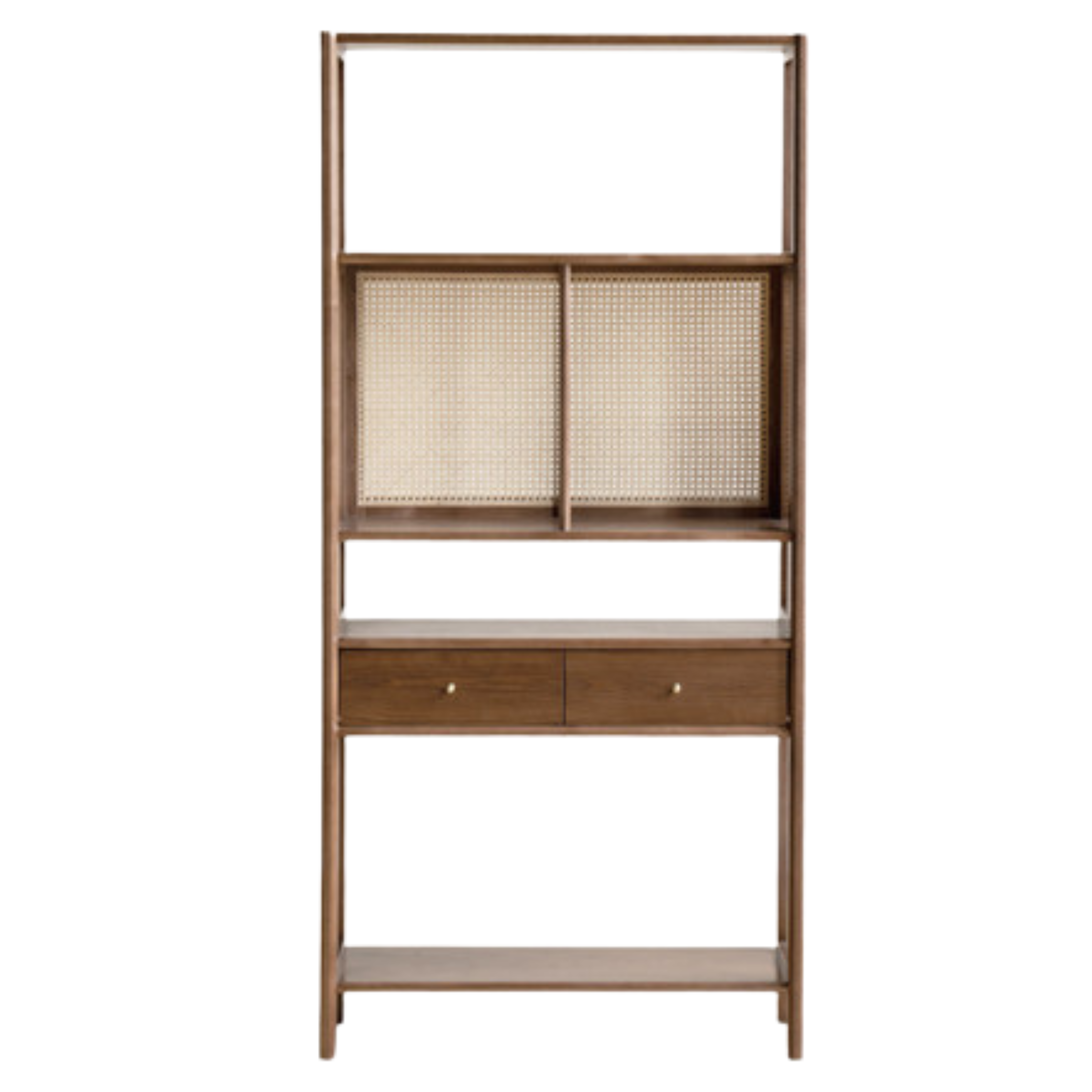 Solid Black Walnut & Ash Wood Bookshelf Display Cabinet - Modern Bookcase for Living Room, Office & Library Storage