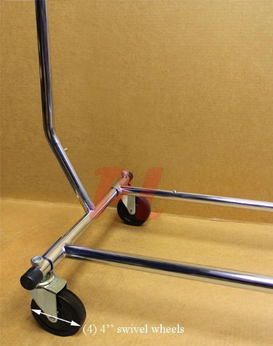 Adjustable Single Bar Rolling Garment Rack for Retail Clothing Display - Perfect for Stores, Boutiques, and Home Closet Organization