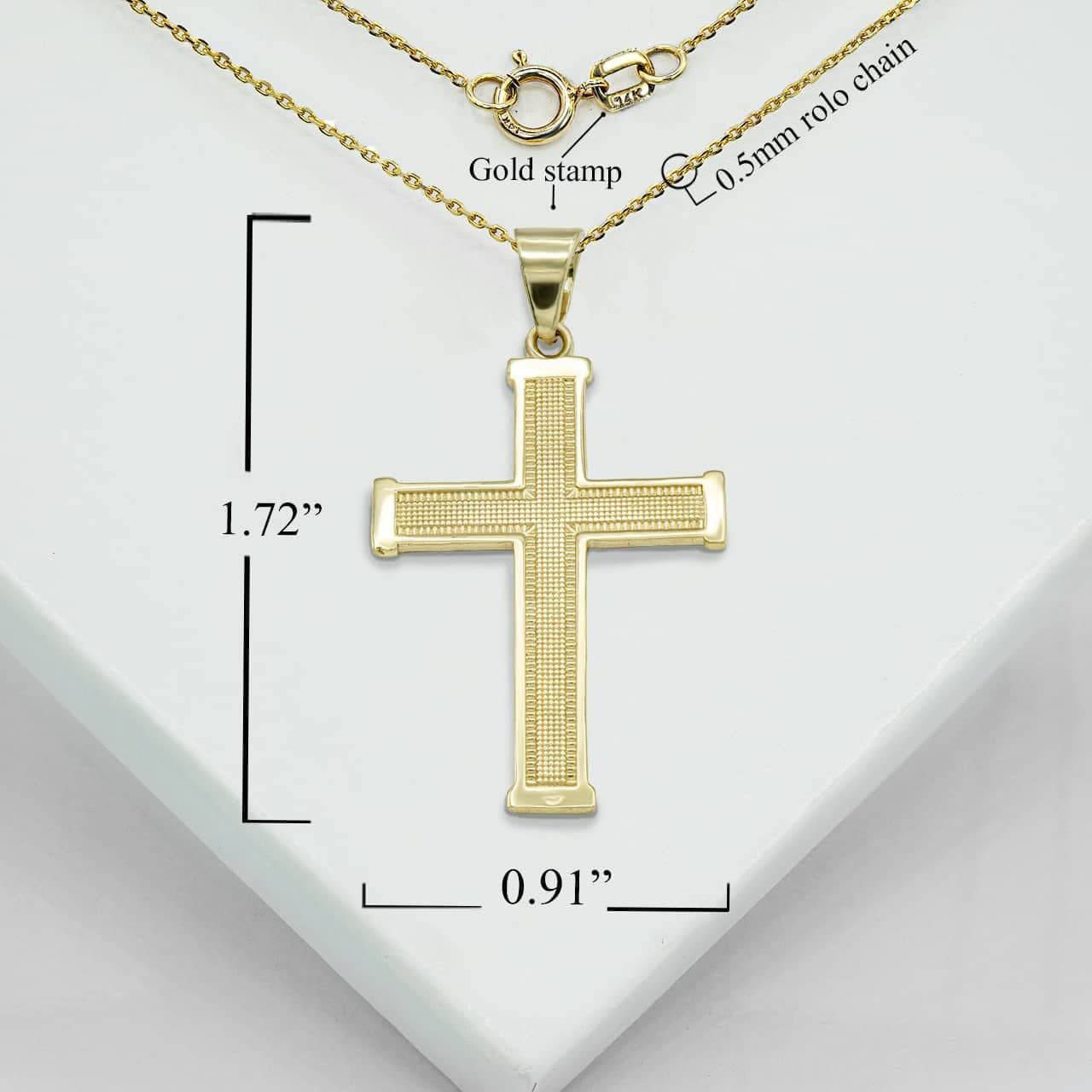 14K Solid Gold Religious Cross Pendant Necklace - Mini to Large Sizes - Perfect for Baptism, First Communion, Confirmation & Everyday Faith Jewelry