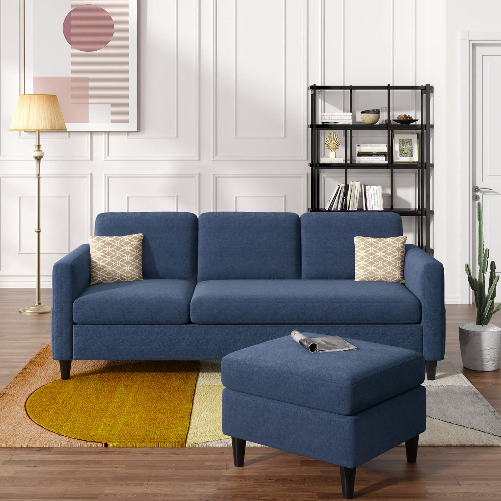 KOLESIN 3-Seater Reversible Sectional Sofa Bed with Storage Chaise & Side Pockets - Modern Linen Fabric L-Shape Sleeper Couch for Small Spaces | Perfect for Apartments, Living Rooms & Guest Rooms