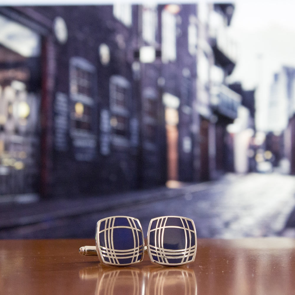 KingCuffs Square Tartan Cufflinks for Men - Classic Scottish Plaid Design Dress Shirt Accessories - Perfect for Weddings, Business Meetings & Formal Events