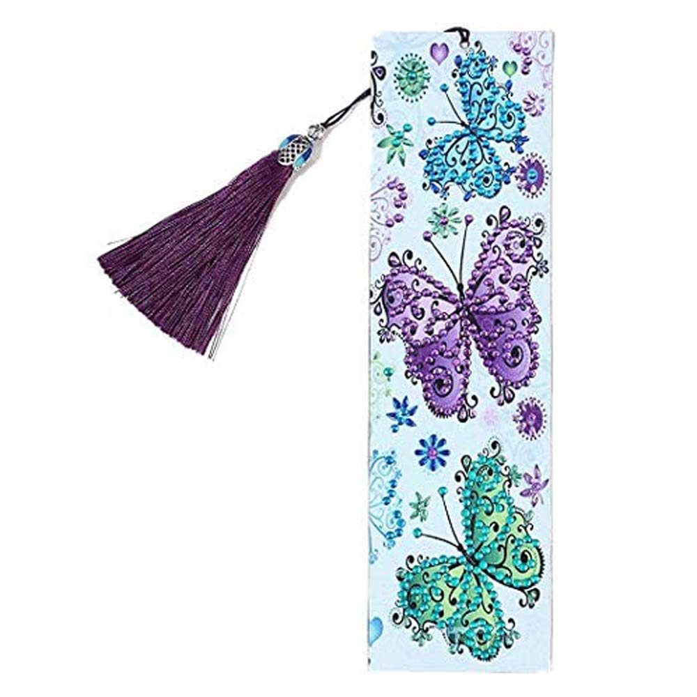 5D Diamond Painting Bookmarks Kit - DIY Rhinestone Mosaic Leather Tassel Bookmark Set for Adults, Creative Arts & Crafts Gift (Butterfly & Peacock Design) | Perfect for Reading Enthusiasts, Book Lovers & Handmade Craft Projects