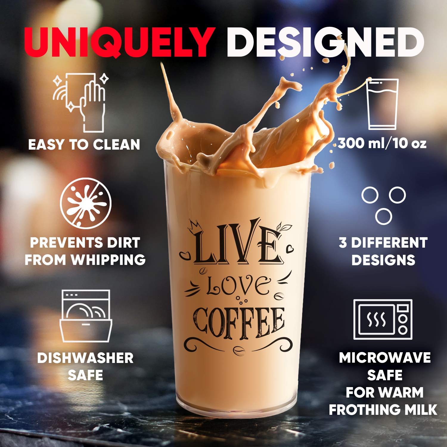 PowerLix Powerful Handheld Milk Frother - Battery Operated Foam Maker for Coffee, Latte & Cappuccino - Compact & Portable Frothing Wand (Black) - Perfect for Home, Office & Travel Use