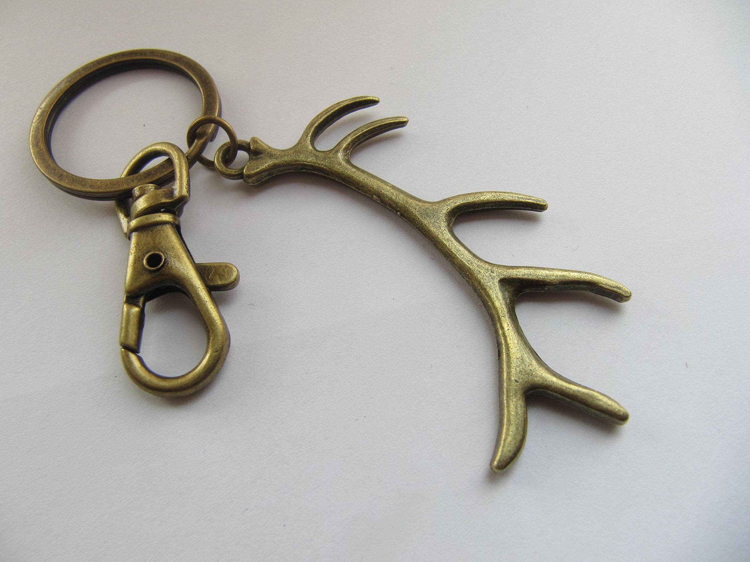 Handmade Bronze Antler Keychain for Men & Women - Elk Deer Antler Key Ring, Woodland Jewelry, Wild West Key Fob, Purse Charm - Perfect for Outdoor Enthusiasts, Camping & Hunting Gifts