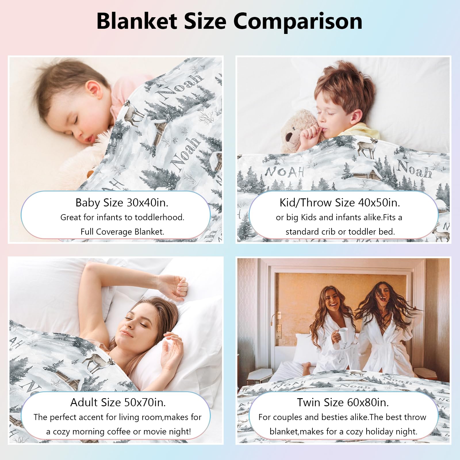 Personalized Baby Blanket - Custom Name Flannel Blanket for Newborns, Kids, Youth & Adults | Soft Christmas Gift for Boys & Girls | Perfect for Baby Showers, Birthdays & Holiday Gifts | Nursery, Travel & Cozy Home Use