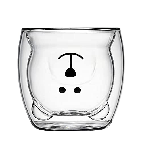 Kawaii Bear Transparent Mug - Cute Aesthetic Glass Cup for Milk, Juice & Coffee - Perfect Gift for Tea Lovers & Anime Fans - 1 Pack (12oz) - Ideal for Home, Office & Gifts