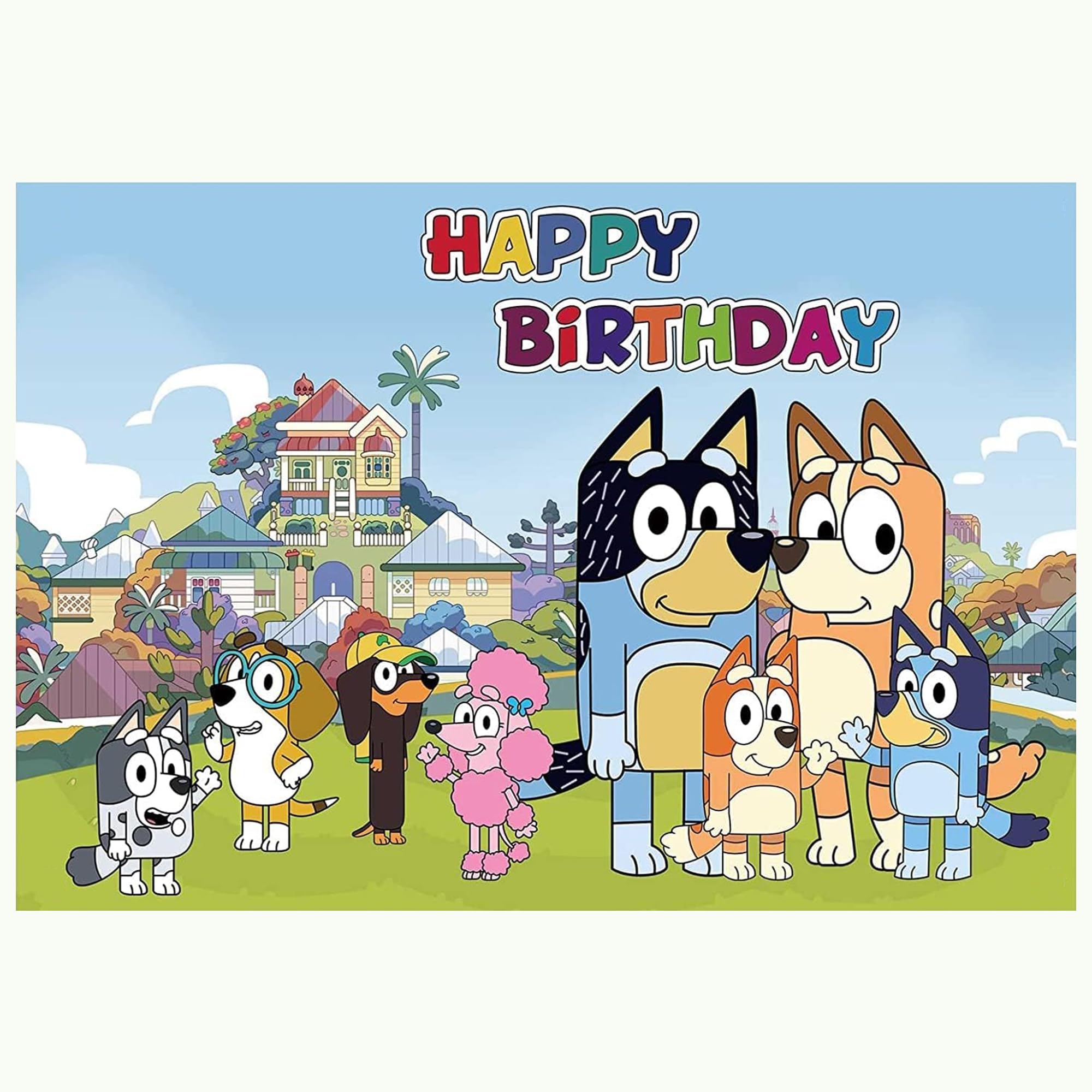 Bluey Birthday Banner & Party Decorations - Happy Birthday Blue Dog Banner for Kids' Party Supplies, Bluey Themed Party Decor - Perfect for Bluey Birthday Parties, Baby Showers & Themed Events