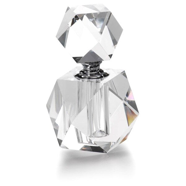 Abasi 4.25 Inch Tall Clear Glass Perfume Bottle with Multi-Faceted Design - Perfect for Essential Oils, Fragrances & DIY Beauty Products
