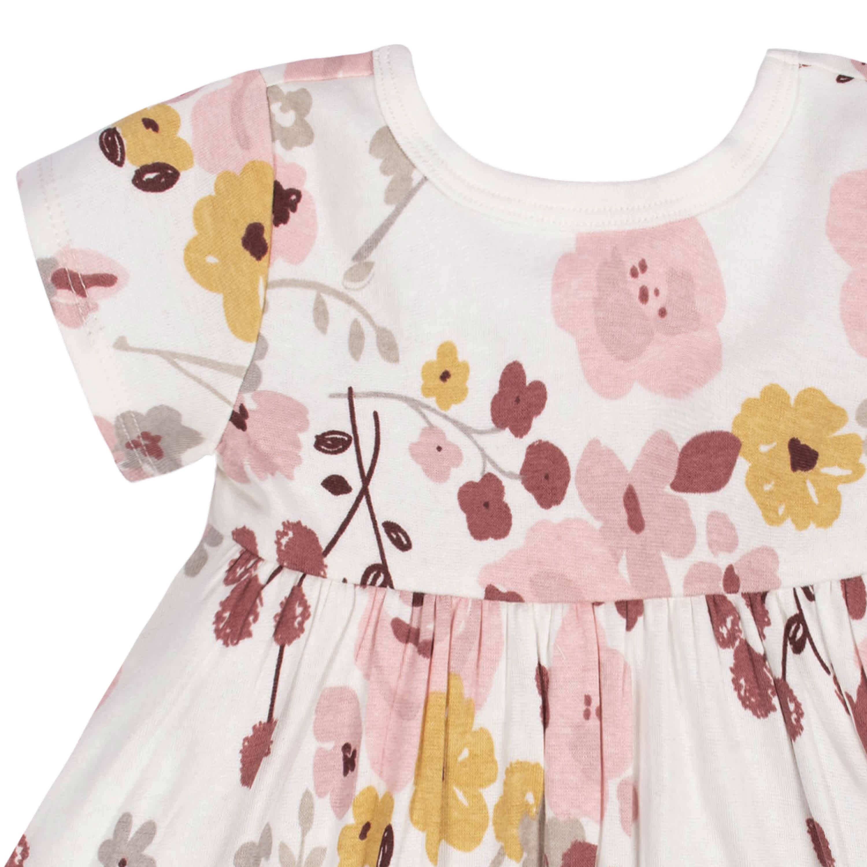 2 Pack Baby Girls Pink Floral Short Sleeve Dresses - Cute Summer Outfits for Toddler Girls, Birthday Party & Photo Shoot Outfits