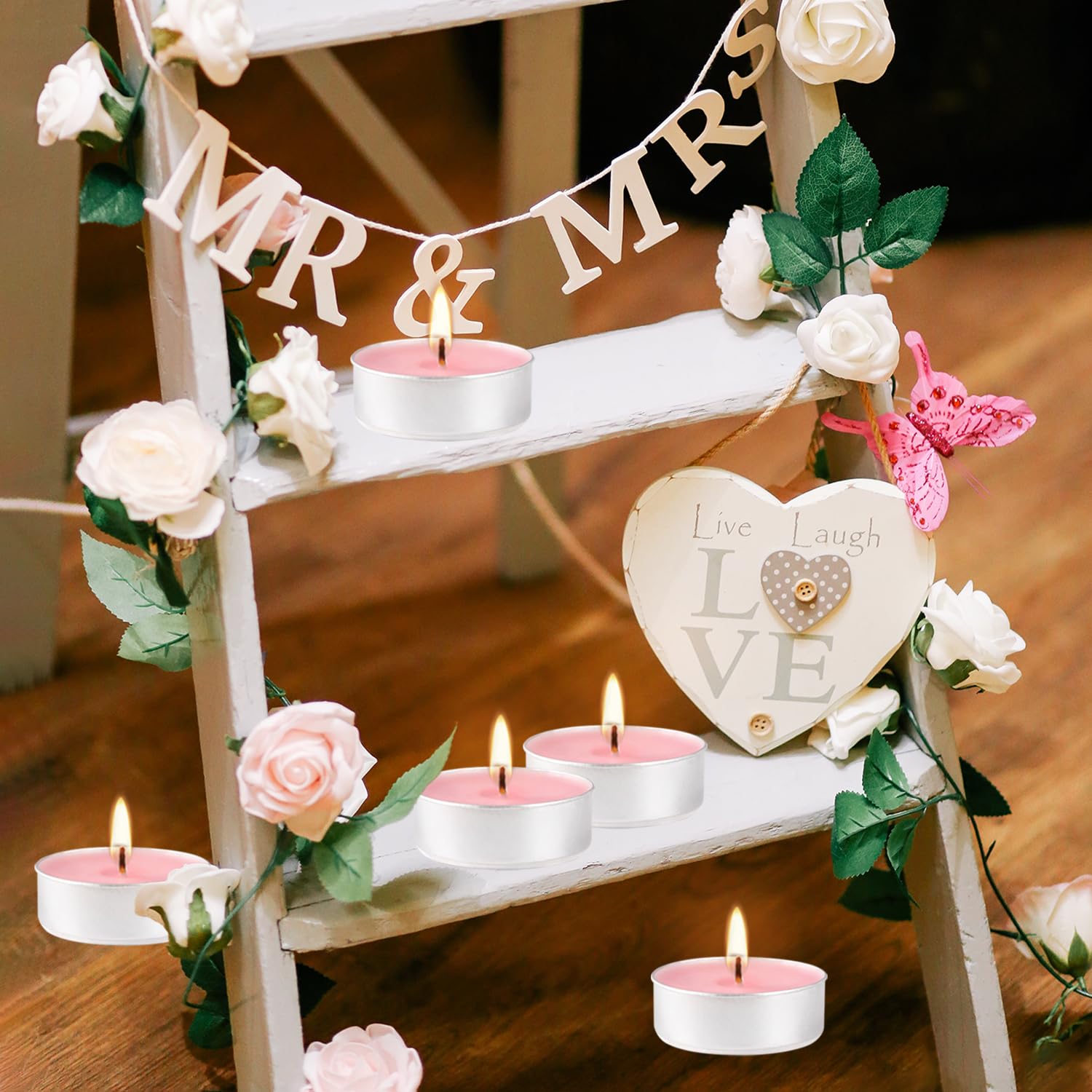 Pink Unscented Tealight Candles 100 Pack - 4-Hour Burn for Weddings, Valentine's Day & Parties