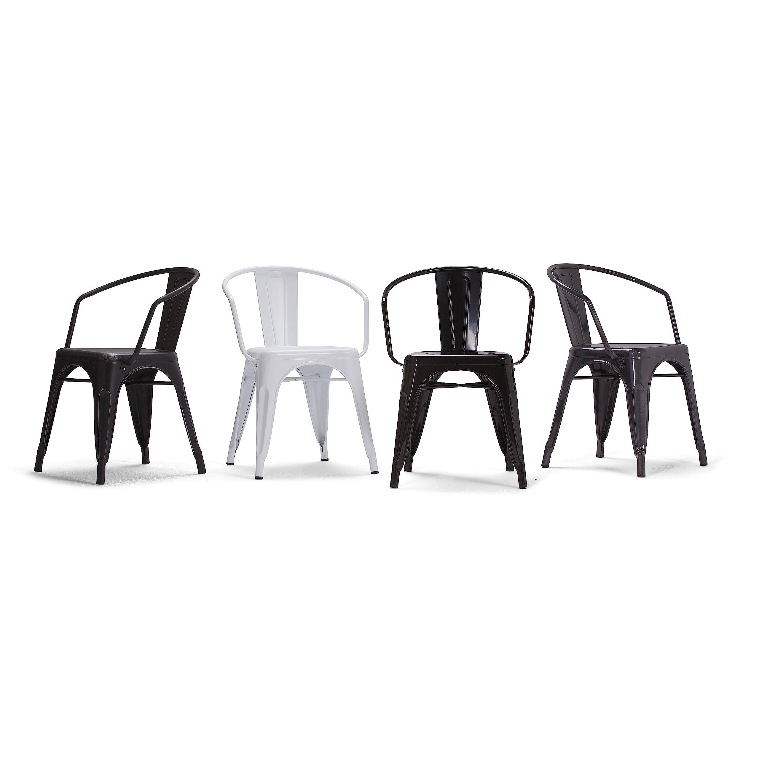 SIMPLIHOME Larkin 2-Piece Industrial Dining Chair Set - Distressed Black & Silver Metal Kitchen Chairs, 20.1