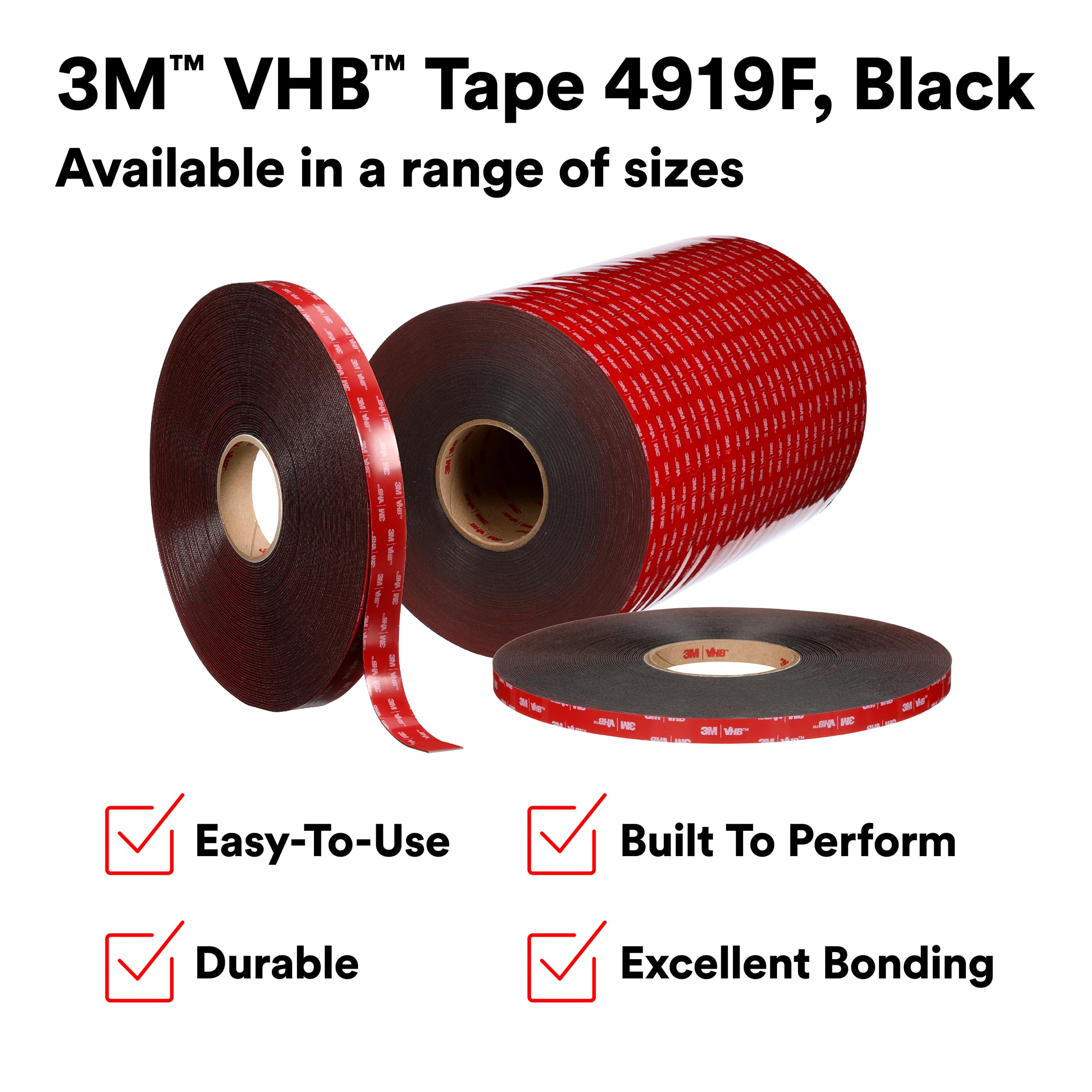 3M VHB 56383 Heavy Duty Double Sided Tape - 1 Inch x 72 Yards, 25.0 Mil Thick, Industrial Strength Adhesive (Pack of 2) - Perfect for Mounting Signs, Mirrors, Automotive Trim & Home Decor Projects