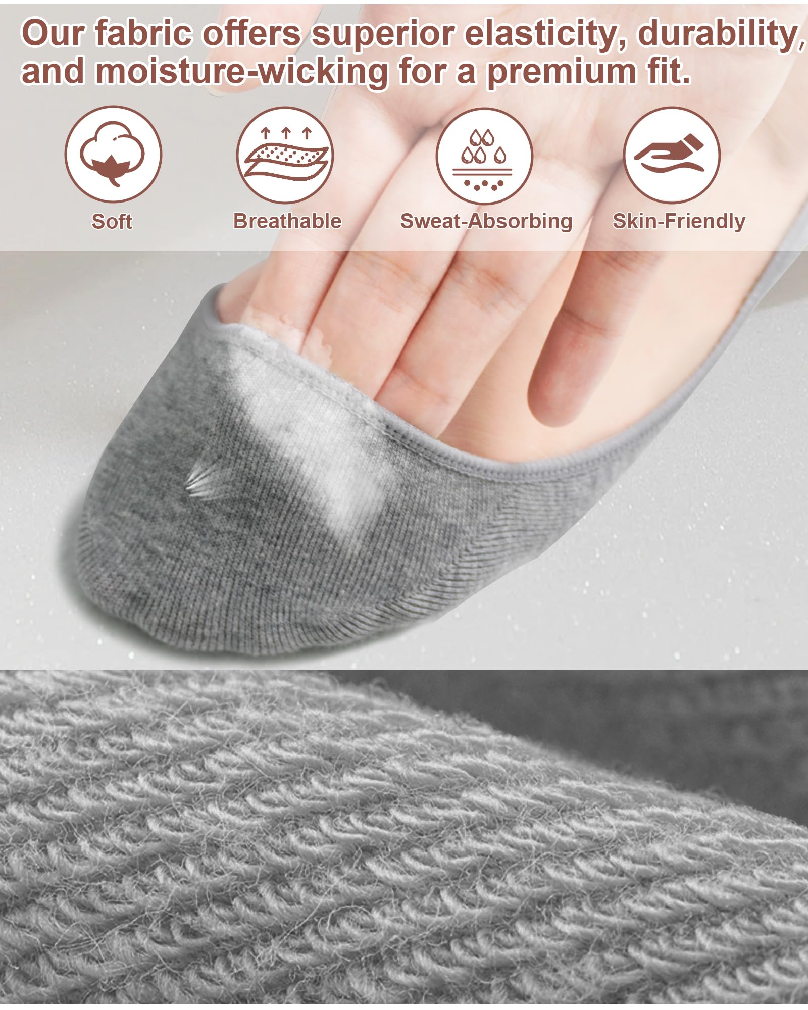SIXDAYSOX Women's No Show Socks 4-6 Pairs - Non-Slip for Flats & Boat Shoes