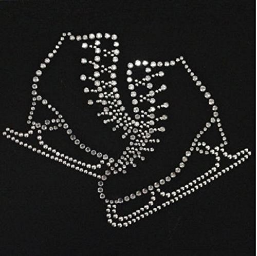 Sparkling Ice Skates Iron-On Rhinestone Transfers for DIY Costumes & Figure Skating Outfits - Perfect for Dancewear, Competition Apparel, and Holiday Performances