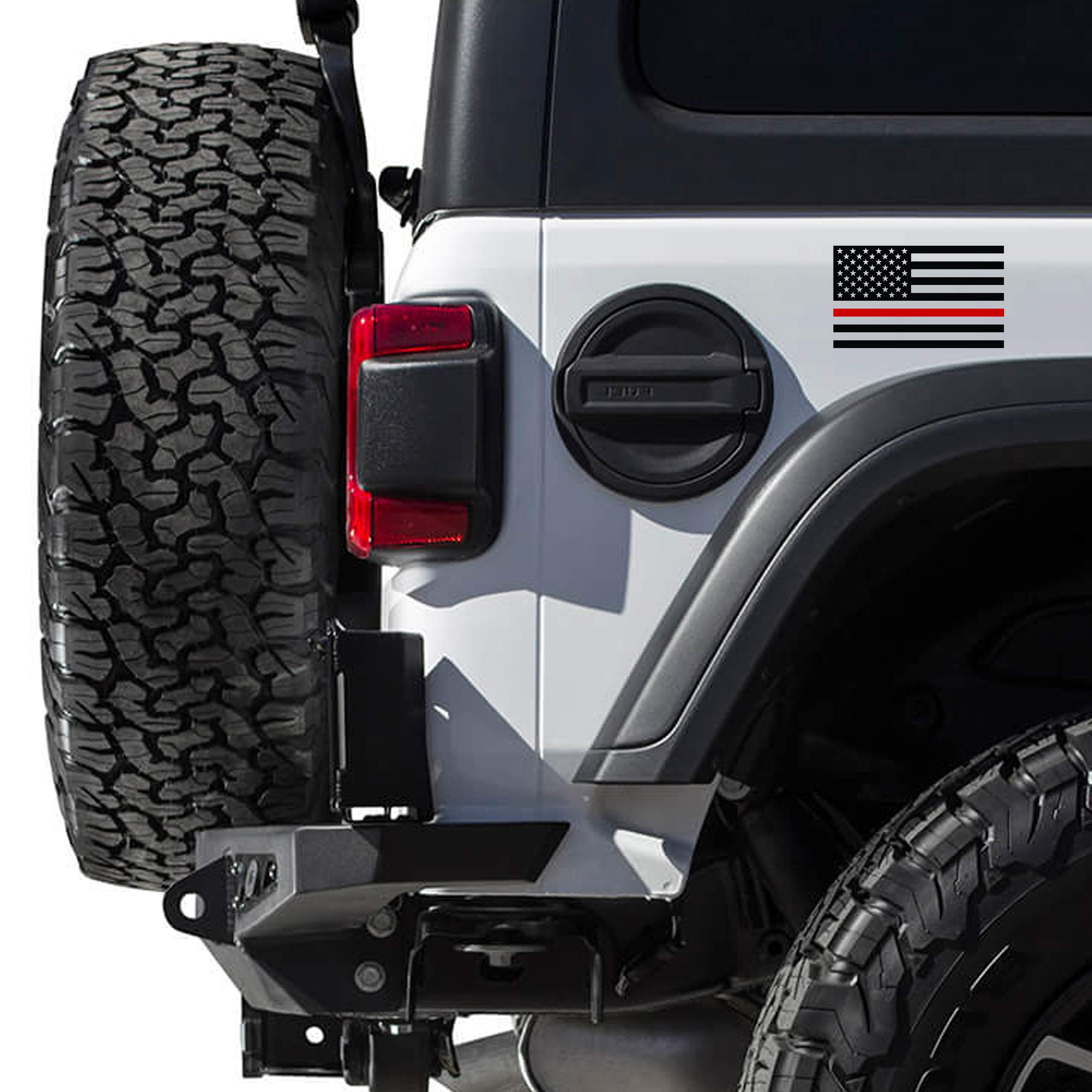 Thin Red Line US Flag Decal Fire Fighter Flag Sticker for Cars, Trucks, Laptops & Windows - Durable Vinyl Decals for First Responders, Police Support