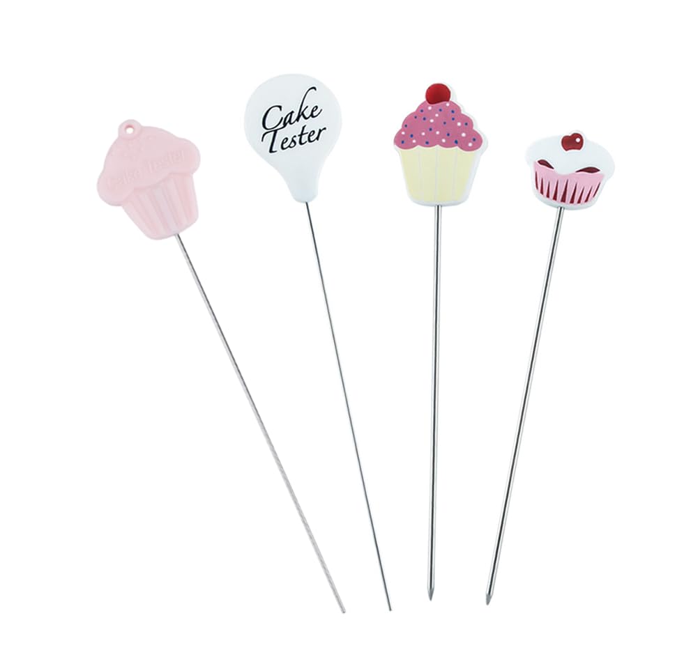 4 Pcs Stainless Steel Cake Tester Needles - Reusable Baking Probe Skewers for Perfect Cake Doneness - Essential Kitchen & Home Baking Tools - Great Stocking Stuffers & Christmas Gifts for Bakers - Ideal for Testing Cakes, Cupcakes, and Breads