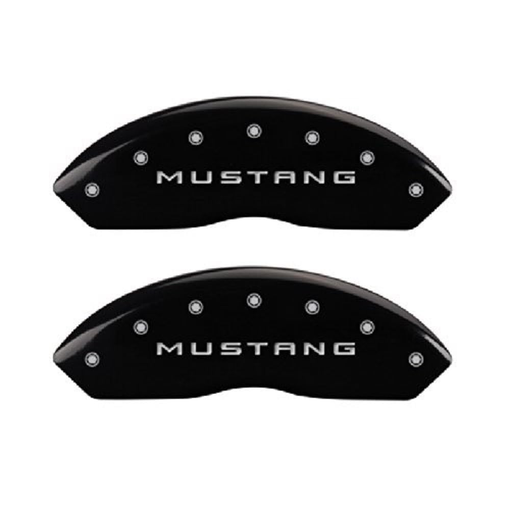 MGP Caliper Covers 10198SM37BK - Black Brake Caliper Covers with Silver Mustang/3.7 Engraving (Set of 4) - Upgrade Your Car's Style & Protection for Ford Mustang 3.7L Models