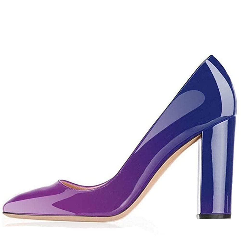 Women's Suede High Heel Pumps - Pointed Toe Slip-On Dress Shoes with Block Heel for Office & Party Wear | Comfortable Work & Evening Elegant Footwear