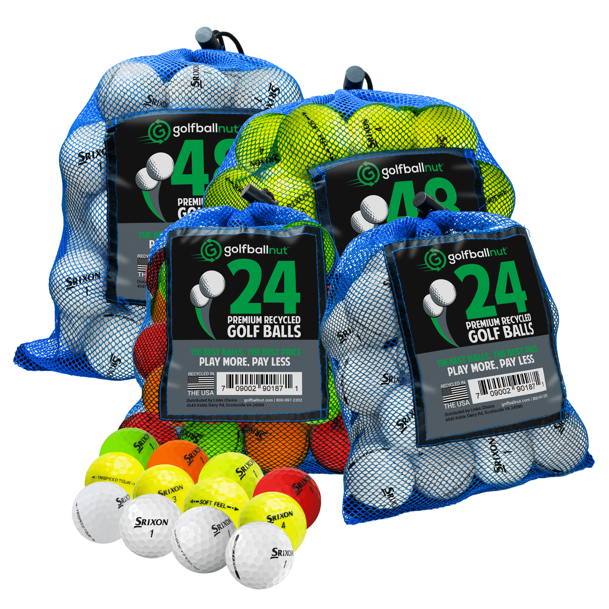 Premium Used Srixon Golf Balls - Bulk Pack in Durable Mesh Bags | Perfect for Practice, Driving Range & Casual Play