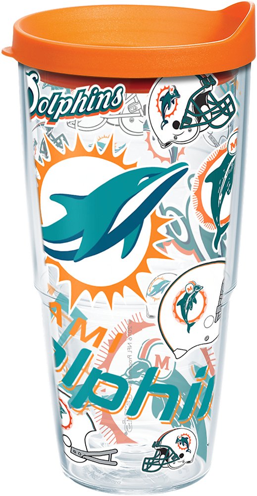 NFL Miami Dolphins 24 oz Insulated Tumbler with Lid and Straw - Leakproof Stainless Steel Travel Mug for Hot & Cold Drinks - Perfect for Game Day, Office, Gym & Outdoor Activities