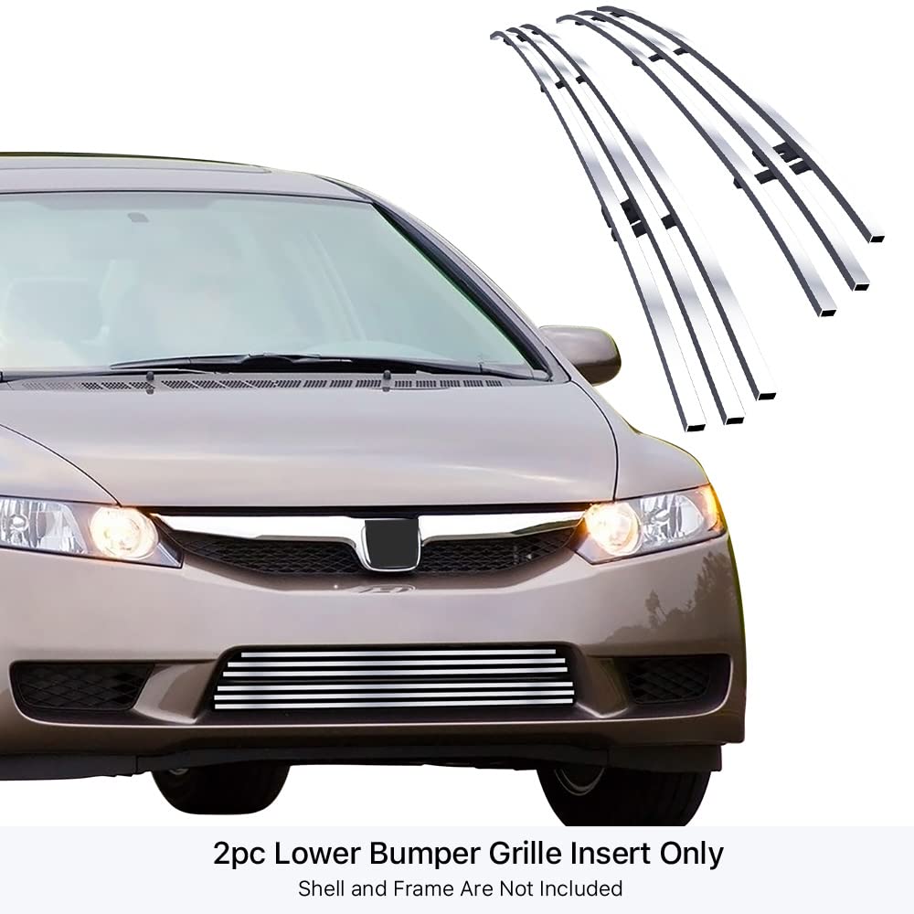 APS Compatible with Honda Civic 2009-2011 Sedan Lower Bumper Billet Front Grill Grille Insert RE-H66768A - Upgrade Your Car's Style for Street Racing & Car Shows